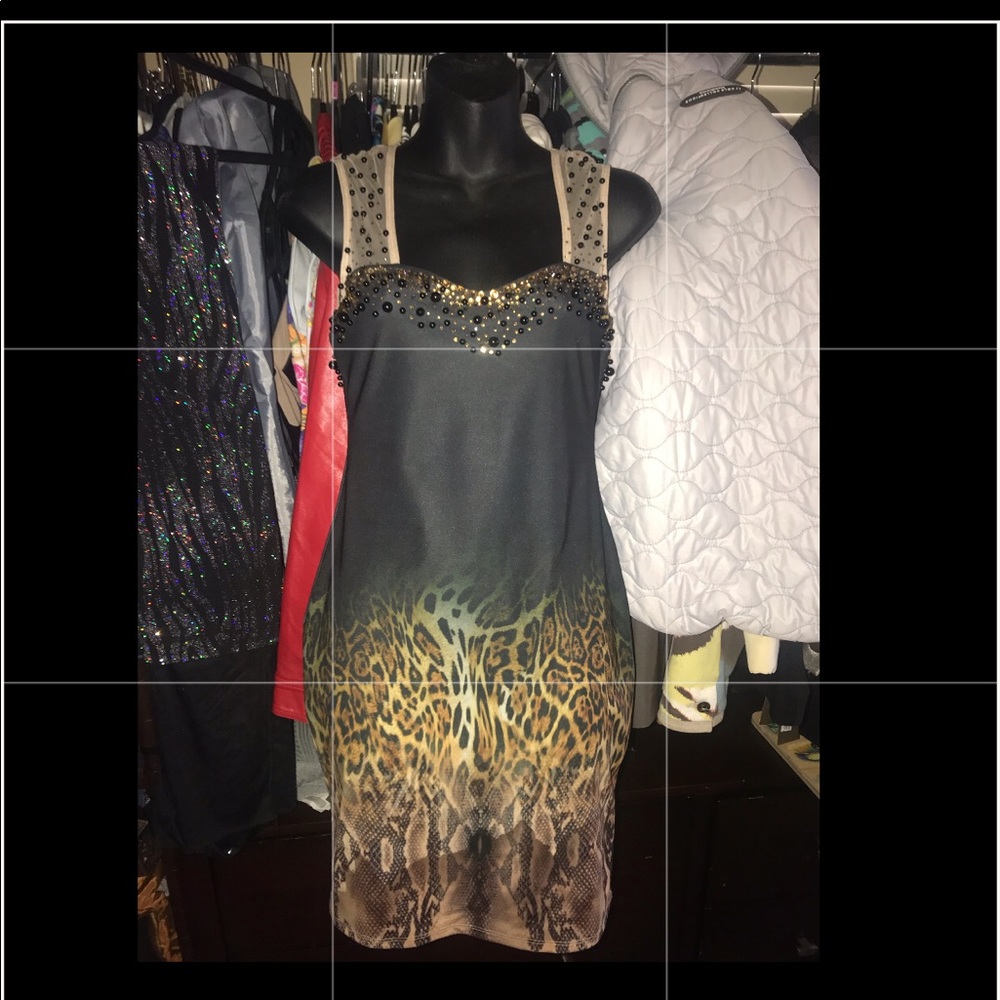 Animal Print W/  Sequin & Hardware Dress Sz Small
